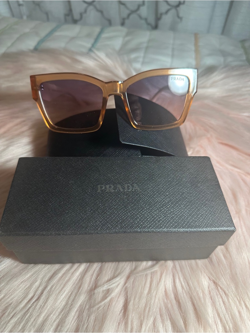 Prada Amber/Tortoise Square Sunglasses